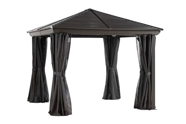 Gazebo 10X10 Pieds Toit Acier (Brun)