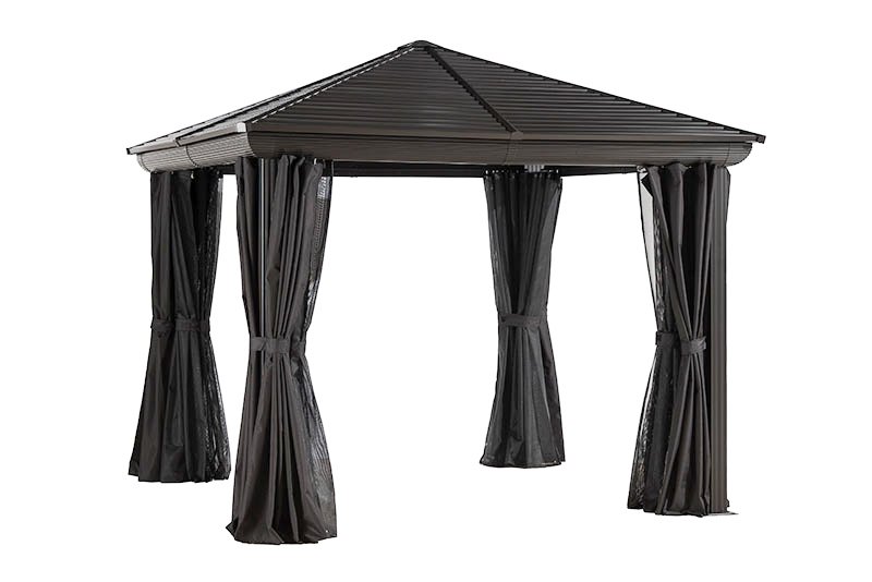 Gazebo 10X10 Pieds Toit Acier (Brun)