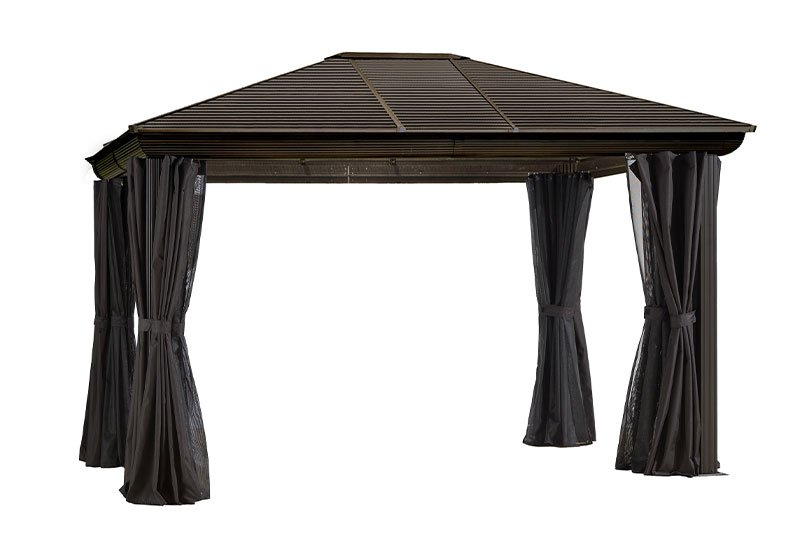 Gazebo 10X12 Pieds Toit Acier (Brun)
