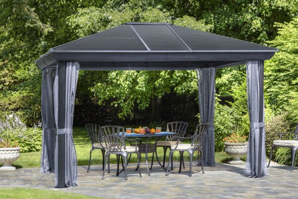 Gazebo 10X10 Pieds Toit Acier (Gris) – Image 2