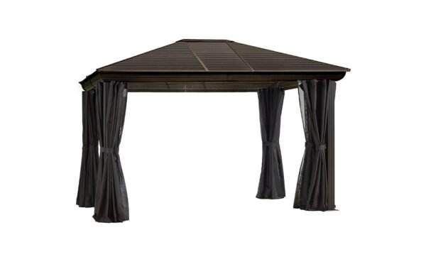 Gazebo 10X14 Pieds Toit Acier (brun)