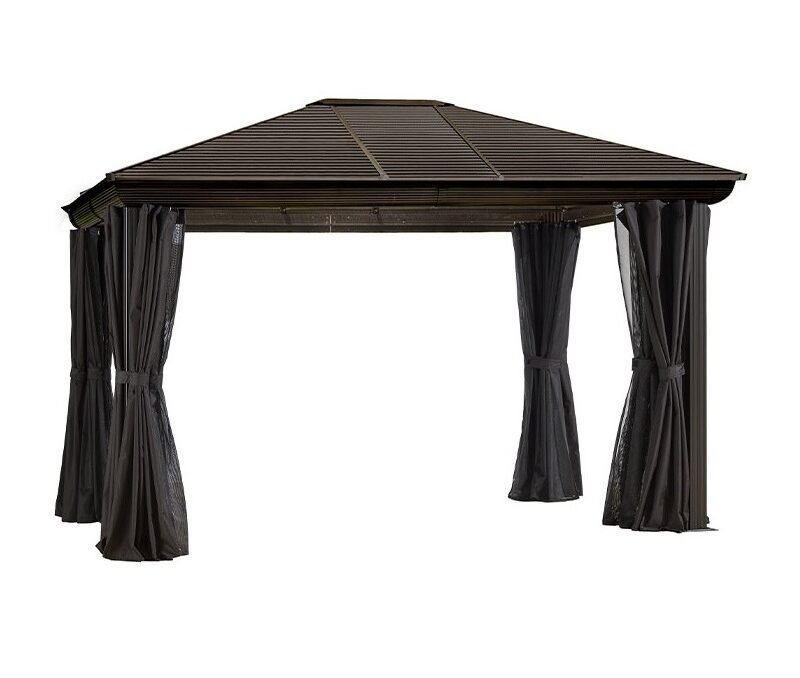 Gazebo 10X14 Pieds Toit Acier (brun)