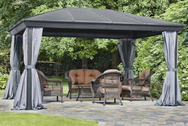 Gazebo 12X14 Pieds Toit acier (Gris) – Image 2
