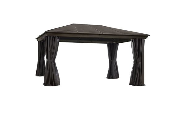 Gazebo 12X14 Pieds Toit Acier (brun)