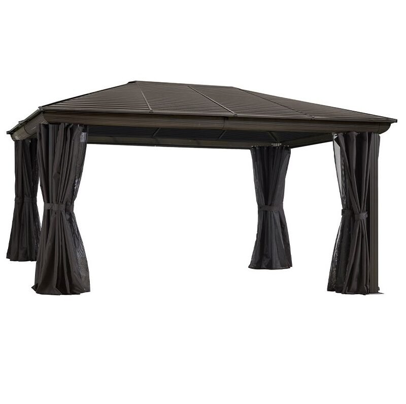 Gazebo 12X14 Pieds Toit Acier (brun)