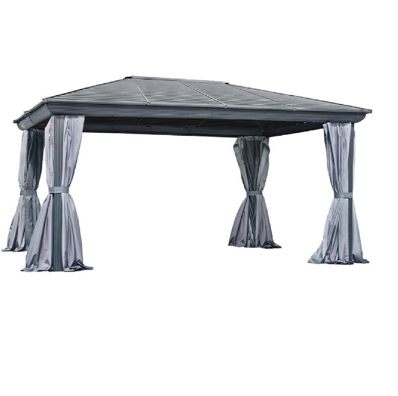 Gazebo 12X14 Pieds Toit acier (Gris)