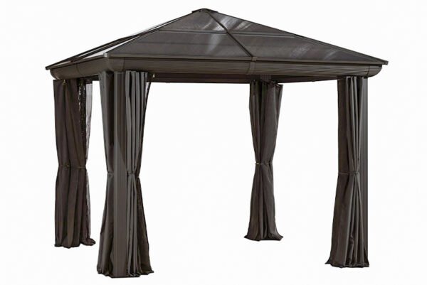 Gazebo 10X10 Pieds Toit Polycarbonate (Brun)