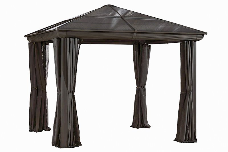 Gazebo 10X10 Pieds Toit Polycarbonate (Brun)