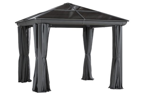 Gazebo 10X10 Pieds Toit Polycarbonate (Gris)