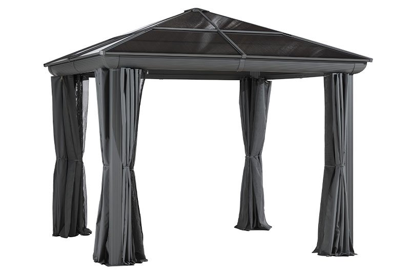 Gazebo 10X10 Pieds Toit Polycarbonate (Gris)