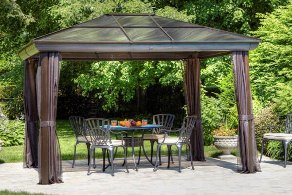 Gazebo 10X14 Pieds Toit Polycarbonate (brun) – Image 2