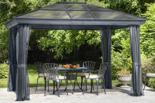 Gazebo 10X14 Pieds Toit Polycarbonate (Gris) – Image 2