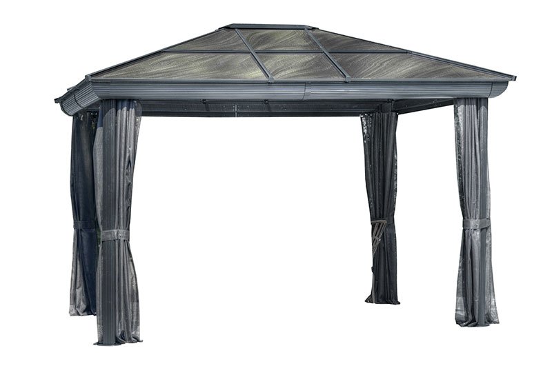 Gazebo 10X12 Pieds Toit Polycarbonate (Gris)