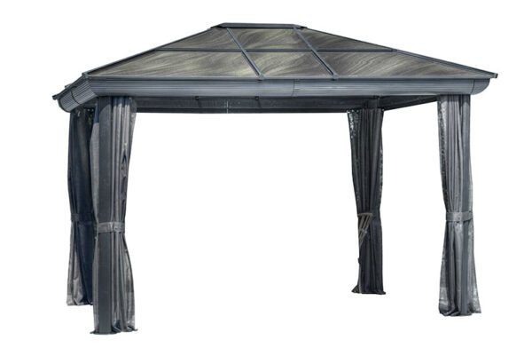 Gazebo 10X14 Pieds Toit Polycarbonate (brun)