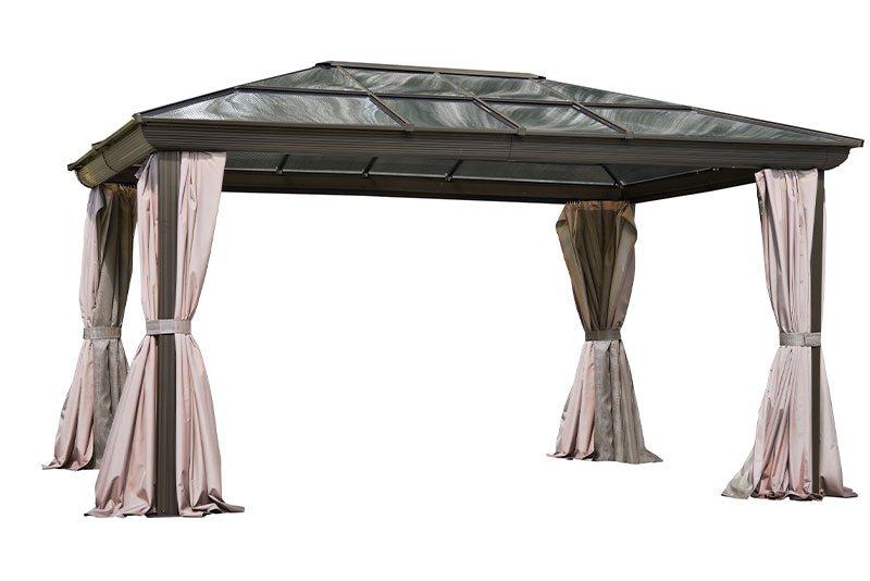 Gazebo 12X14 Pieds Toit Polycarbonate (brun)