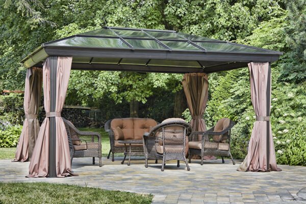 Gazebo 12X16 Pieds Toit Polycarbonate (Brun) – Image 4